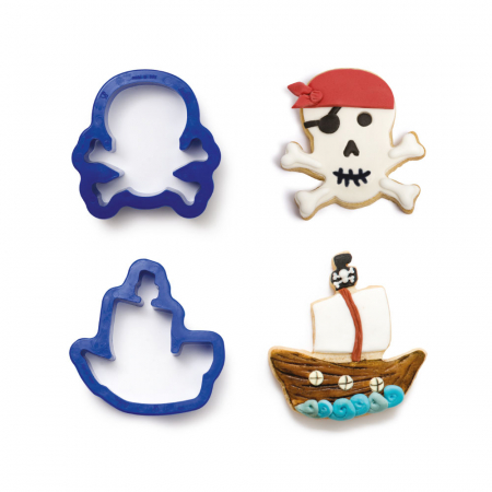 Cofetarie - Ustensile - Pirati - Decupatoare Plastic Ø 6.5 si 7.5 x H 2.2 cm, 2 Buc 