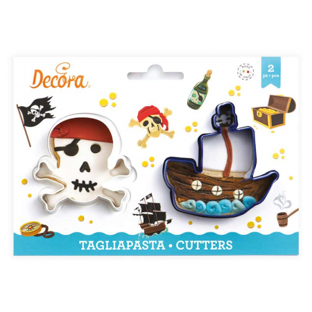 Cofetarie - Ustensile - Pirati - Decupatoare Plastic Ø 6.5 si 7.5 x H 2.2 cm, 2 Buc 