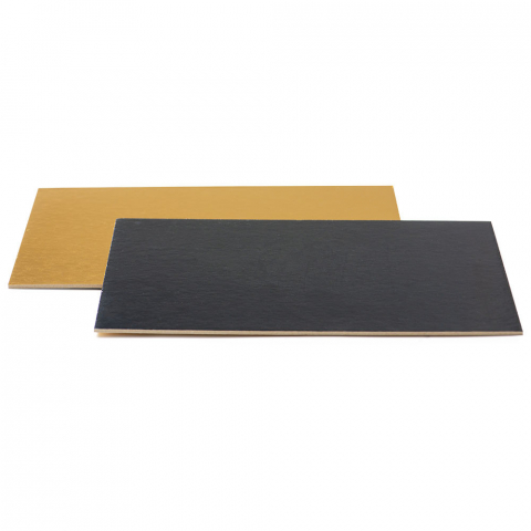 Platouri Tort - Platou Tort Dreptungh. 2 Fete, Negru/Auriu, 40x30xH0.3 cm