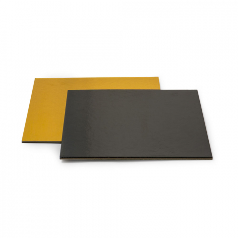 Platouri Tort - Platou Tort Patrat 2 Fete, Negru/Auriu, 32x32xH0.3 cm