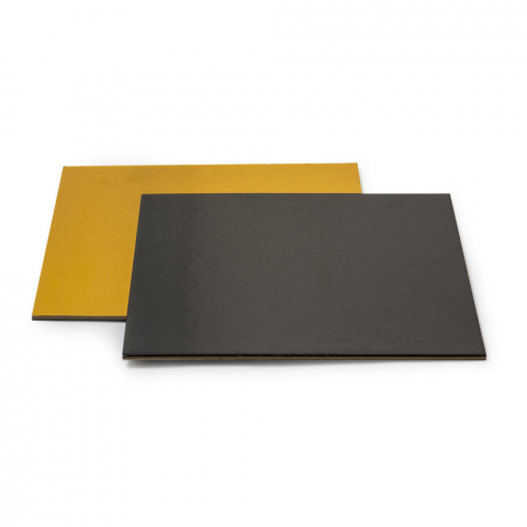 Platouri Tort - Platou Tort Patrat 2 Fete, Negru/Auriu, 36x36xH0.3 cm