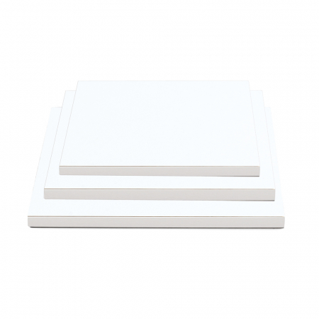 Accesorii Tort, Candy Bar, Bufet - Platou Tort Patrat Alb Satinat, 36 x 36 x H 1.2 cm