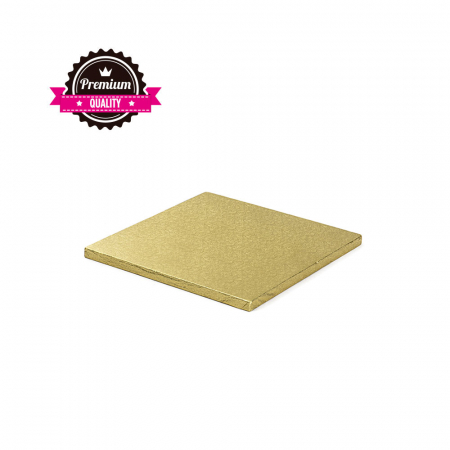 Accesorii Tort, Candy Bar, Bufet - Platou Tort Patrat Auriu, 20 x 20 x H 1.2 cm