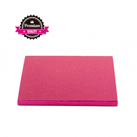 Accesorii Tort, Candy Bar, Bufet - Platou Tort Patrat Fucsia, 25 x 25 x H 1.2 cm