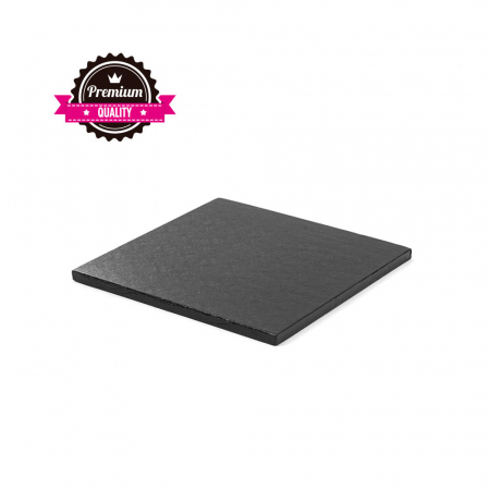 Accesorii Tort, Candy Bar, Bufet - Platou Tort Patrat Negru, 25 x 25 x H 1.2 cm