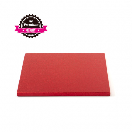 Accesorii Tort, Candy Bar, Bufet - Platou Tort Patrat Rosu, 25 x 25 x H 1.2 cm