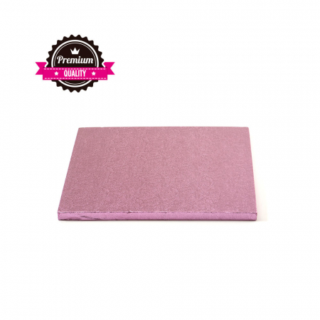Accesorii Tort, Candy Bar, Bufet - Platou Tort Patrat Roz, 15 x 15 x H 1.2 cm