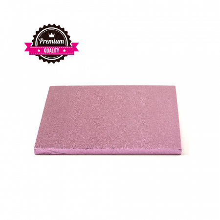 Accesorii Tort, Candy Bar, Bufet - Platou Tort Patrat Roz, 20 x 20 x H 1.2 cm