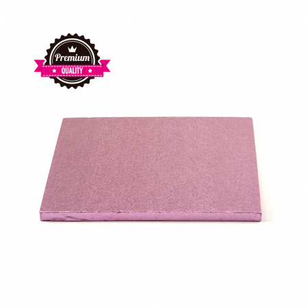 Accesorii Tort, Candy Bar, Bufet - Platou Tort Patrat Roz, 25 x 25 x H 1.2 cm