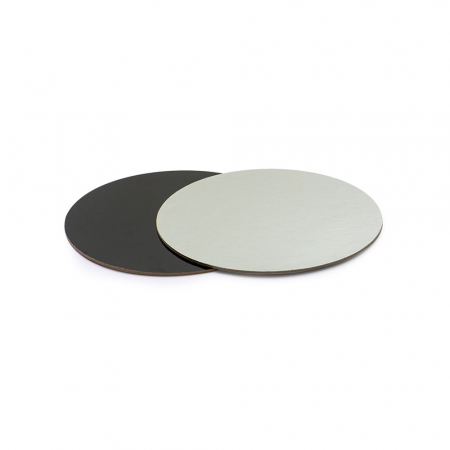 Accesorii Tort, Candy Bar, Bufet - Platou Tort Rotund 2 Fete, Negru/Argintiu, Ø 24 x H 0.3 cm