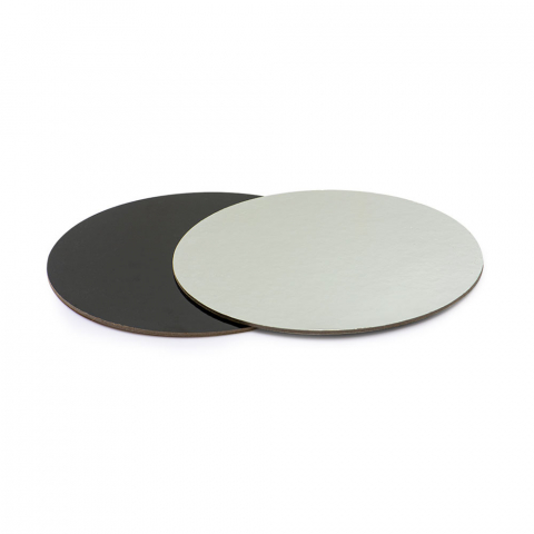 Accesorii Tort, Candy Bar, Bufet - Platou Tort Rotund 2 Fete, Negru/Argintiu, Ø 32 x H 0.3 cm