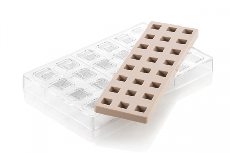 Ciocolaterie - Matrite, Ustensile - Kit Matrita Policarbonat + silicon, 24 cavitati, 2.5 x 2.5 x H 1.5 cm, 8.9 ml (CH015)