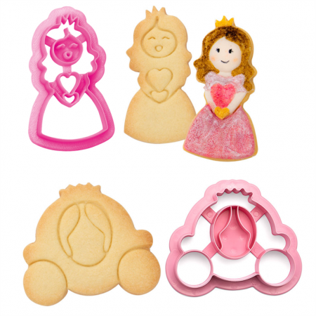 Cofetarie - Ustensile - Printesa si Caleasca - Decupatoare Plastic Ø 8 si 9 cm, Set 2 Buc