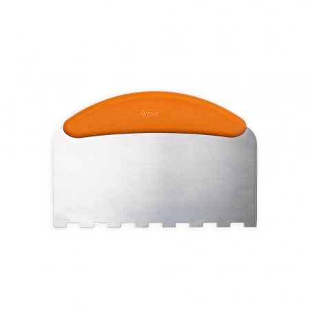 Brutarie, Patiserie - Ustensile - Racleta Nivelare Tort cu Maner din Plastic si Lama Inox Piaptan, 22.5x11 cm