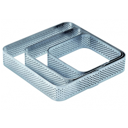 Cofetarie - Ustensile - Rama Microforata Tarte Patrate Colturi Rotunjite, 10.5x10.5xH2 cm