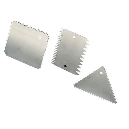 Brutarie, Patiserie - Ustensile - Raclete Inox Decorare Suprafete / Ciocolata, 10 x 10 cm, Set 3 Buc