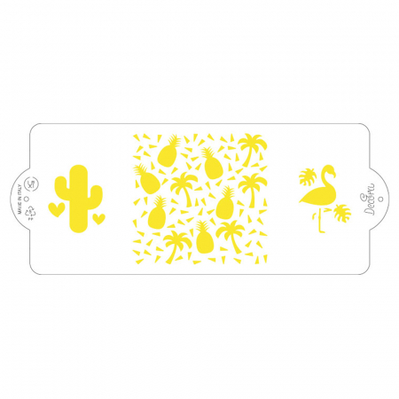 Cofetarie - Ustensile - Sablon Plastic Lateral Decor Exotic, 25 x 10 cm