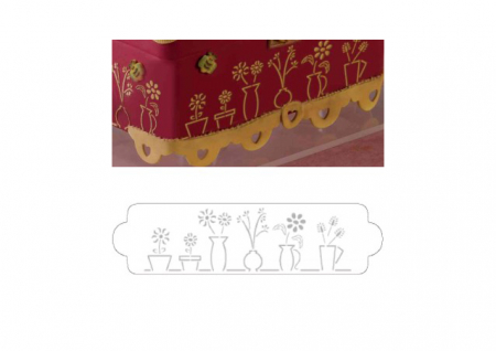 Sabloane Decor - Sablon Plastic Lateral Decor Vase cu Flori, 34 x 9 cm