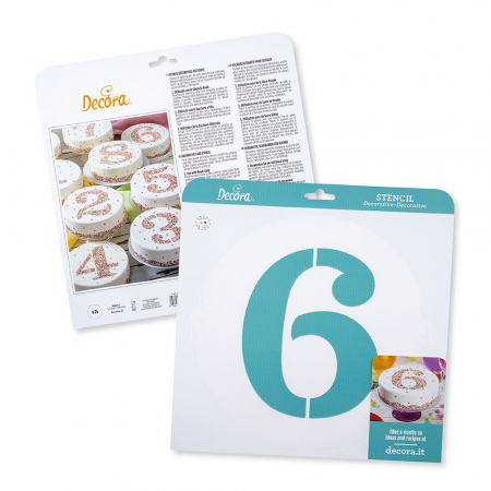 Sabloane Decor - Sablon Plastic Rotund Decor Cifra 6, Ø 25 cm