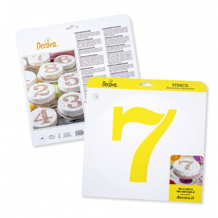 Sabloane Decor - Sablon Plastic Rotund Decor Cifra 7, Ø 25 cm