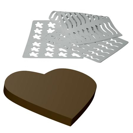 Sabloane Decoruri Ciocolata - Sablon Silicon Inimioare - 48 decoruri Ø 3.5 cm