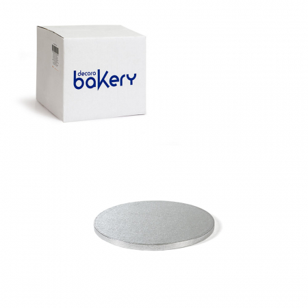 Accesorii Tort, Candy Bar, Bufet - Set 10 Platouri Tort Rotunde Argintii, Ø 18 x H 1.2 cm
