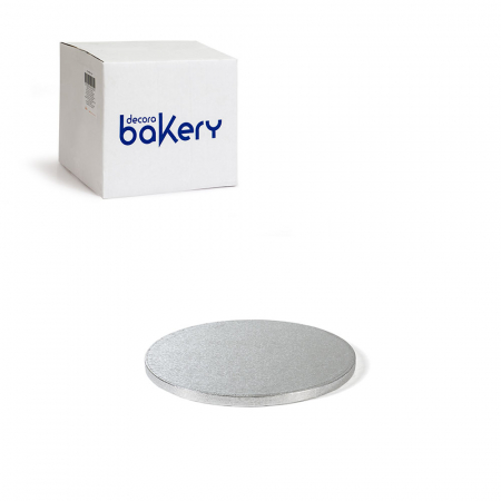 Accesorii Tort, Candy Bar, Bufet - Set 10 Platouri Tort Rotunde Argintii, Ø 20 x H 1.2 cm