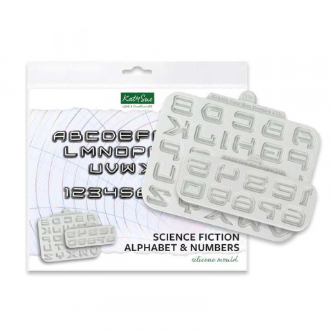 Ustensile Decorare Tort - Set 2 Mulaje Silicon Alfabet + Cifre Stil Science Fiction H 1.7 cm