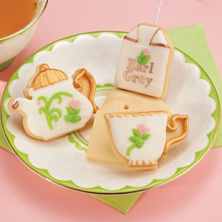 Decupatoare Diverse - Tea Time - Decupatoare Plastic cu Extractor Ø 6 cm, Set 3 Buc