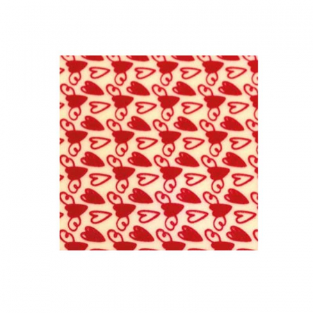 Decoratiuni Comestibile, Decor Tort - Set 30 Folii Transfer Decor Ciocolata Magenta Inimioare, 34 x 26.5 cm