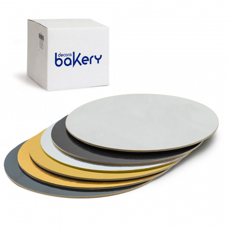 Set 60 Platouri Tort Rotunde 2 Fete, Negru/Auriu, Ø32xH0.3 cm Accesorii Tort, Candy Bar, Bufet - Set 60 Platouri Tort Rotunde 2 Fete, Negru/Auriu, Ø32xH0.3 cm