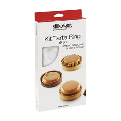 Forme Silicon pentru Torturi si Prajituri - Set Tarte Ø 8 cm, 6 Rame Microforate + Forma Silicon 6 cavitati