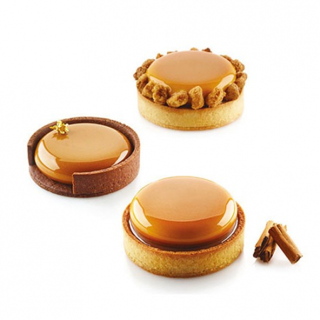 Forme Silicon pentru Torturi si Prajituri - Set Tarte Ø 8 cm, 6 Rame Microforate + Forma Silicon 6 cavitati