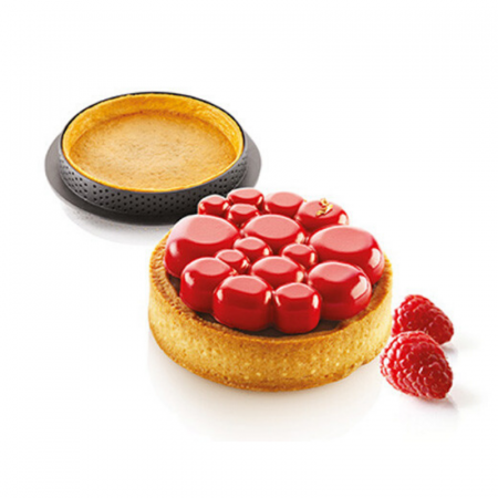Forme Silicon pentru Torturi si Prajituri - Set Tarte Ø 8 cm Paradis, 6 Rame Microforate + Forma Silicon 6 cavitati