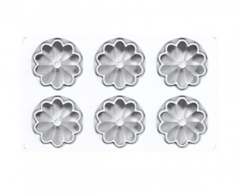 Forme de Silicon Cofetarie - Set Tarte 3D Bloom Mini Flower Ø7.65 x H 1.7 cm + Rama Microforata Ø 8 x H 2 cm