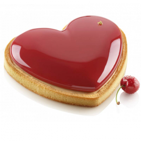 Forme Silicon pentru Torturi si Prajituri - Set Tarte Inima 20.5 x 19 x H 2 cm, 1 Rama Microforata + Forma Silicon 460 ml
