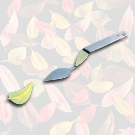 Ciocolaterie - Matrite, Ustensile - Spatula Inox Decor Ciocolata - Frunza model B, 8x4 cm