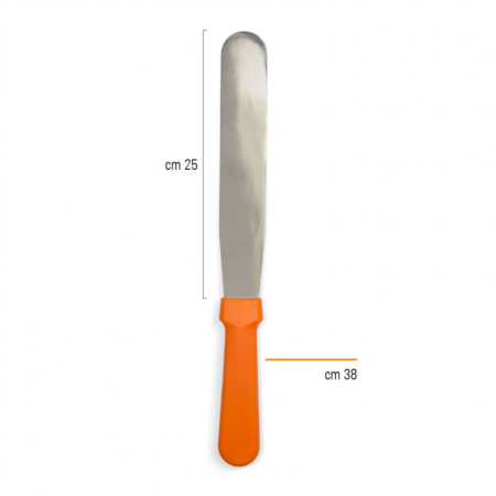 Ustensile Decorare Tort - Spatula Nivelare Dreapta din Inox cu Maner Plastic, Lama L 25 x 3.6 cm