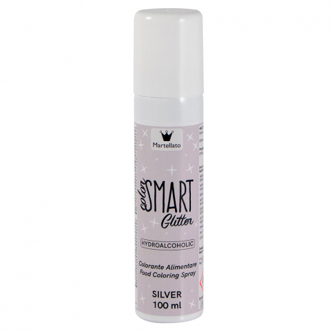 Coloranti Spray Liposolubili - SPRAY Argintiu Glitter - Colorant Alimentar Liposolubil, 100 ml - Azo Free