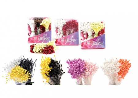 Stamine medii Alb perlat/Rosu Ustensile Decor Pasta de Zahar - Stamine medii Alb perlat/Rosu