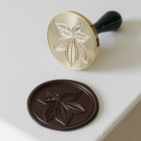 Ciocolaterie - Matrite, Ustensile - Stampila pentru Sigiliu Decoruri Ciocolata Model Cacao Ø 6 cm