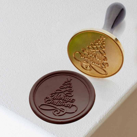 Ciocolaterie - Matrite, Ustensile - Stampila pentru Sigiliu Decoruri Ciocolata Model Craciun Ø 6 cm
