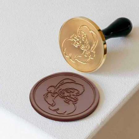 Ciocolaterie - Matrite, Ustensile - Stampila pentru Sigiliu Decoruri Ciocolata Model Mos Craciun Ø 6 cm