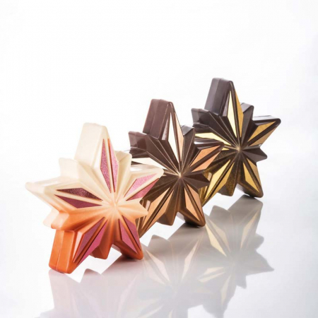 Stea Craciun Polaris 3D 17.2 x 16. 4 x H 7.5 cm, Set Matrite Plastic 2 Subiecte Ciocolata [2]