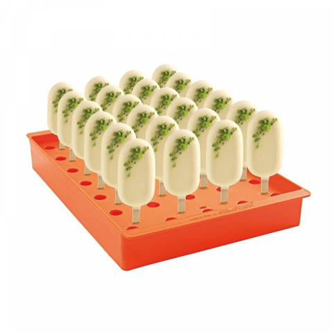 Ustensile Inghetata, Gelaterie - Suport 21 Produse pe Bastonase, 36 x 23.5 x H 4.8 cm, Plastic Portocaliu