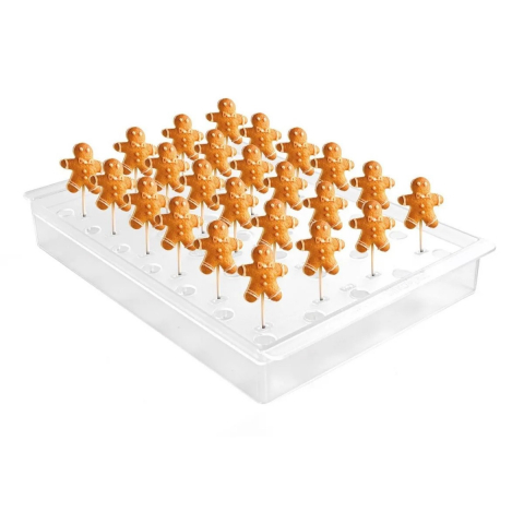 Cofetarie - Ustensile - Suport 24 Produse pe Bastonase, 36 x 23.5 x H 4.8 cm, Plastic Transparent