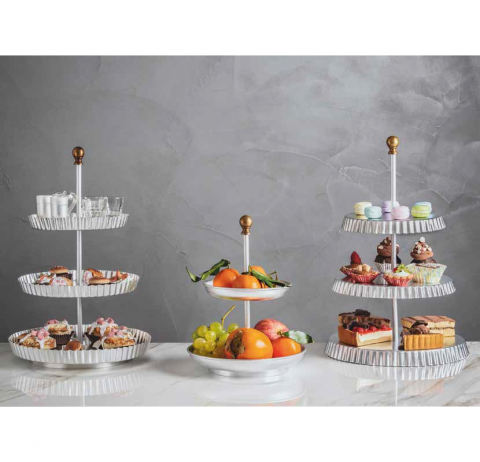 Ambalaje, Etichete, Suporturi - Suport Bufet, Candy Bar TUTTI FRUTTI,Ø 22-16 x H 32 cm, Aluminiu si Bronz