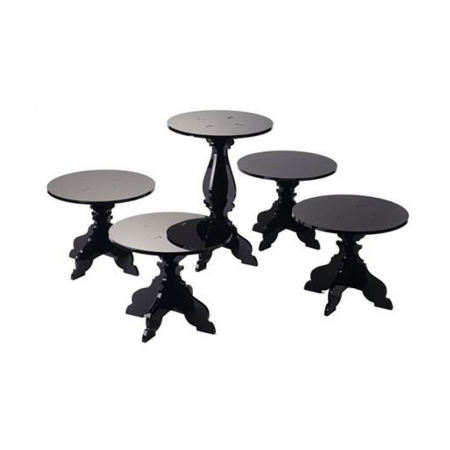 Suporturi Bufet, Candy Bar - Suport Bufet Cristal Baroc, Plexiglas Negru, Ø26xH35cm