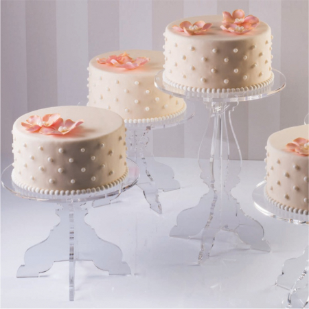 Suporturi Bufet, Candy Bar - Suport Bufet Cristal Baroc, Plexiglas Transparent, Ø26xH35cm