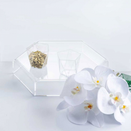 Ambalaje, Etichete, Suporturi - Suport Bufet Plexiglas Transparent Hexagon Mosaic Ø 24 x H 4.6 cm